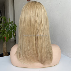 شعر مستعار نسائي من المصنع، شعر بشري خام 100%، قطعة شعر علوية بقاعدة من الدانتيل بلون بني فاتح متدرج للنساء - Product Image 3