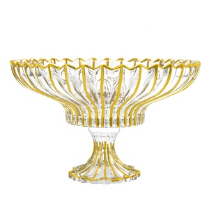 Vệt thiết kế dòng vàng trang trí nội thất Tinh thể thủy tinh trái cây Bát tấm với chân đứng - Product Image 6