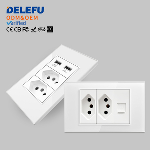 DELEFU Brazil Standard White Glass Panel 20A 10A Smart <strong>Switch</strong> CAT6 Network Socket <strong>USB</strong> Type <strong>C</strong> Wall Outlet Household Charging - Product Image 1