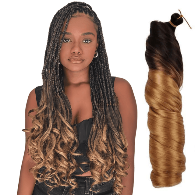 French Curl Braided Hair 22 Inch French Curl Braided Box Braids with Elastic Pre-Stretched Hair Extensions for Black Women