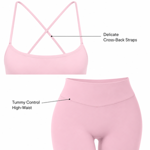 Women Premium Pastel Seamless Yoga Sets with Wrap Crop <b>Tops</b> <b>Cross</b> Back Sports Bras and High Waist Shorts for Fitness Brands - Product Image 3