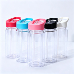 Bouteille d'<span class=keywords><strong>eau</strong></span> transparente élégante et portable avec paille intégrée, anti-fuite, en PC, grande capacité, idéale pour l'entraînement et les trajets quotidiens - Product Image 1