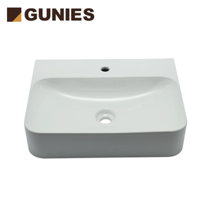Lavabo de Baño Rectangular de Diseño Moderno Gunies Modelo 8004, Lavabo de Porcelana con Grifo de un Solo Orificio y Manija - Product Image 4