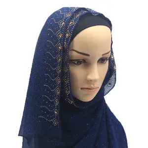 2021 Groothandel Leverancier Aanpassen Effen Kleur Strass Sjaal Moslim Vrouw Vlakte Bubble Chiffon Hijab Sjaal