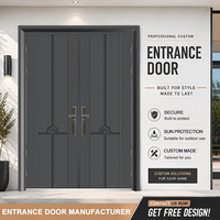 Porte d'entrée principale battante en acier postmoderne personnalisée, sécurisée, pour villa, maison, résidence, anti-effraction
