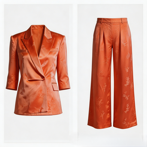Completo Estivo <span class=keywords><strong>Casual</strong></span> da Donna in Stile Old Money, Blazer Traspirante di Alta Qualità e Pantaloni a Gamba Larga, Set Due Pezzi ODM - Product Image 1