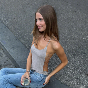 Grey Metal <b>Chain</b> Detail Backless Cami, Criss <b>Cross</b> Straps Cut Out Back Tank Top, Y2K Streetwear Slim Top for Women - Product Image 2
