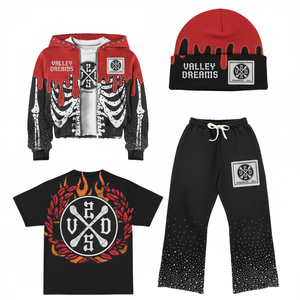 Custom Rhinestone Tracksuit <b>Hoodie</b> Men Oversized <b>Cropped</b> Acid Wash <b>Zip</b> <b>up</b> Distressed Vintage Sweatpants and <b>Hoodie</b> Set - Product Image 1