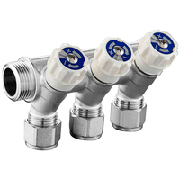 Manifold Pex 2-4 Voies Fabricants de collecteurs en laiton nickelé utilisés pour les systèmes de chauffage par le sol intérieur Vannes collectrices en laiton