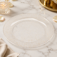 Assiettes jetables en plastique dorées à paillettes, élégantes et transparentes, pour fêtes, mariages, dîners, apéritifs, desserts, pour événements de restauration
