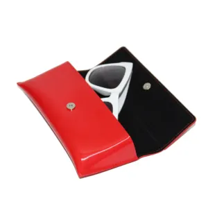 定制标志闪亮Pu皮革眼镜柔软红色小袋常用尺寸收纳盒太阳镜储物袋
