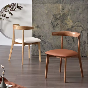 Silla de comedor nórdica con respaldo de cuerno, silla lateral de madera con asiento tapizado, muebles de comedor para el hogar, cafetería, restaurante, asientos opcionales. - Product Image 4