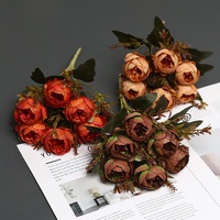 Nouvelles Fleurs Artificielles Durables en Soie à 6 Têtes, Style Automne Austin, Pivoines Rétro Nordiques Vintage pour Décoration de Table à Manger, Hôtel et Fenêtre