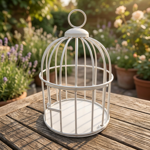 Smoke Stone <b>Metal</b> Iron Round Hanging Small Birdcages - Indian Home Crafts - Product Image 3