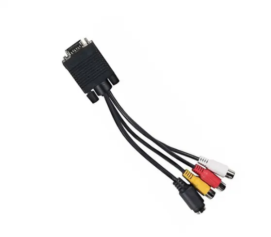 Lowest price new VGA Male to S-Video 3 RCA Jack Female Composite AV TV Out Adapter Converter Connector Video Cable for Laptop PC HDTV