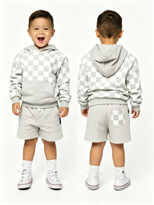 Conjuntos de Ropa Infantil con Logotipo Personalizado, Sudadera con Bolsillo a Cuadros, Sudadera con Capucha para Bebé, Pantalones Deportivos, Ropa Deportiva Personalizada para Niños - Product Image 2