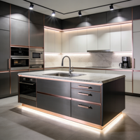 Meubles de cuisine intégrés avec four et plaque de cuisson encastrés