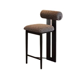 Tabouret de bar ergonomique moderne en bois massif avec dossier cylindrique, siège rembourré, structure robuste et repose-pieds <span class=keywords><strong>pour</strong></span> bar à domicile, salle à manger, îlot de <span class=keywords><strong>cuisine</strong></span> - Product Image 5