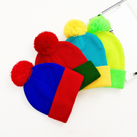 Bonnet en tricot sphérique à rayures contrastées en acrylique, unisexe, chaud, pour l'hiver, les voyages et les activités de plein air