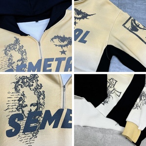 High Quality 100% Cotton Oversized <b>Hoodie</b> Heavyweight Vintage <b>Graphic</b> <b>Hoodie</b> Bulk Custom Printed Half <b>Zip</b> <b>up</b> Hoodies Unisex - Product Image 3