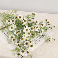Grosir bunga buatan 2 garpu bunga krisan pedesaan Chamomile dekorasi rumah dalam ruangan bunga aster kecil buatan