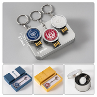 LOGO Thumb Drive kustom, gantungan kunci bulat USB Flash Drive USB 3.0 stik 512MB 2GB 4GB 8GB 16GB 32GB 64GB