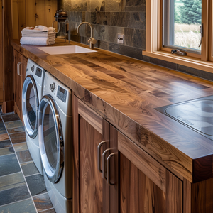 Encimeras de <span class=keywords><strong>nogal</strong></span> sudamericano sólidas hechas a medida para lavadora y secadora, tapas de tocador y mesas, pedido hecho a mano - Product Image 3