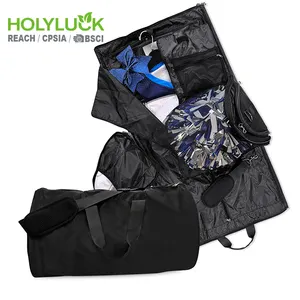 Atacado grande capacidade dobrável para viagem de ginásio 2 em 1 roupa terno saco de pó para pendurar roupa duffle bag