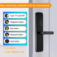 Cerradura de puerta inteligente WiFi para puerta de madera con código de llave, contraseña de huella dactilar y opciones de tarjeta de almacenamiento para el hogar y el hotel
