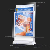 Boîte lumineuse LED rechargeable double face A4, panneau publicitaire de table, design en forme de T/L pour les magasins de thé au lait