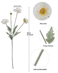 Fleur de pavot artificielle à toucher réel, vente en gros d'usine, pour la décoration de la maison, les mariages, les fêtes et les arrangements floraux - Product Image 5