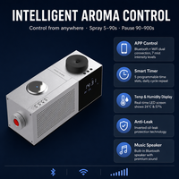 Diffuseur de parfum et enceinte musicale 2-en-1 60 ml en aluminium, Wi-Fi sans fil, 7 niveaux, horloge LCD, température, alerte huile, 300 m², OEM, argent, or, rose