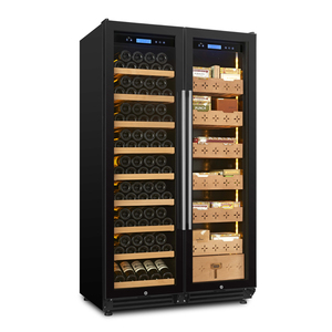 Cave à vin et à cigares autoportante à double zone, refroidissement par eau, capacité 508L, contrôlée par application, avec compresseur - Product Image 1