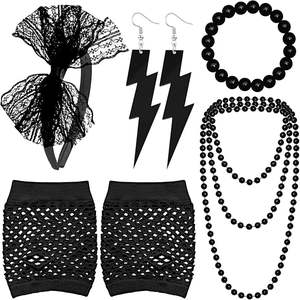 تخفيضات هائلة على إكسسوارات أزياء الفساتين والأقراط عصابة رأس قفازات شبكة صيد السمك قلادة سوار طقم من 5 قطع - Product Image 4