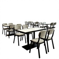 Tables et chaises de style rétro français en bois massif et panneaux de roche pour salons de thé, cafés et restaurants occidentaux