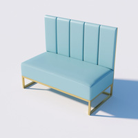 Ensemble de mobilier de salle à manger moderne de luxe, banquette en cuir rose pour restaurant, café, pâtisserie, canapé, acier inoxydable doré