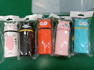 Silicone <b>Retractable</b> <b>Pen</b> Holder Animal Cartoon Cute Cat Student Stationery Capacity Storage Stationery Primary School Students - Product Image 4