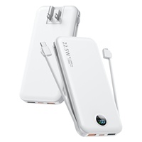 Chargeur portable Power Bank 12000mAh avec double prise de câble intégrée 5V/4.5A Charge rapide 22.5W Power Bank