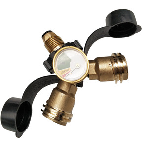 Conector de latón de tres vías con manómetro de propano, 1 macho y 2 hembras, para parrilla de barbacoa y calentador QCC - Product Image 4