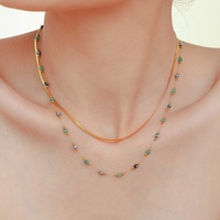 Collier en perles de lapis-lazuli naturel en stock, pour femmes, plaqué or 18 carats, bijoux en acier inoxydable