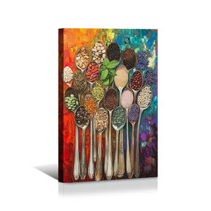 Art d'épices culinaires cuillères colorées assaisonnement Art déco Animal/Design moderne impression sur toile cadre en bois pour la maison cuisine tenture murale - Product Image 2