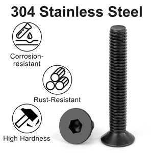 Tornillo M6 x 16 mm de Acero Inoxidable Negro <span class=keywords><strong>A2</strong></span> A4-80, Cabeza Avellanada, Hexagonal, <span class=keywords><strong>DIN</strong></span> 7991, Rosca Completa con Llave Allen - Product Image 2