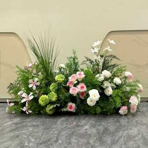 Arreglo de Flores Artificiales Mixtas Hechas a Mano, Hortensias Azules y Blancas, Rosas, Delphinium, Decoración Nórdica para Bodas, Centro de Mesa - Product Image 3
