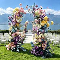 Arche florale en soie personnalisée faite à la main - Fond de scène réaliste en fleurs artificielles imperméable pour mariages et Saint-Valentin