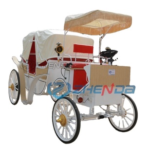 Calèche royale de luxe à quatre roues pour visites touristiques, calèche électrique noire à chevaux à vendre - Product Image 1