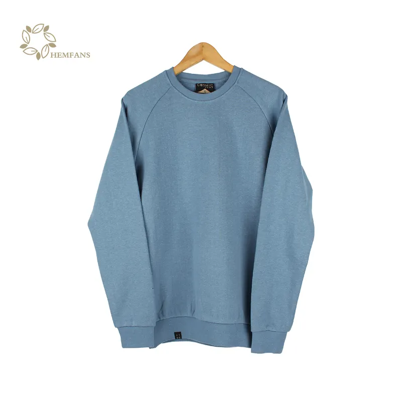 Desain Sweatshirt Rami Organik Hotsale Ramah Lingkungan untuk Pria Pullover Polos Dicelup Layanan OEM Bernapas Tidak Mendukung