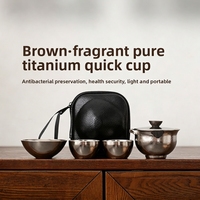 Service à thé de luxe haut de gamme en titane pur JH503T, portable, double paroi, tasse et théière anti-brûlure, séparation thé-eau, pour hôtels