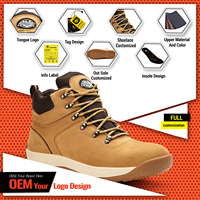 Bottes de randonnée de sécurité pour hommes en nubuck pleine fleur brun clair de haute qualité - SBP SRA, embout en fibre de verre, anti-perforation