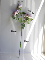 Fleurs artificielles en soie, roses séchées à 3 têtes, bords grillés, teintes automnales vintage, accessoires de photographie de mariage, décoration pour la maison et la maison d'hôtes