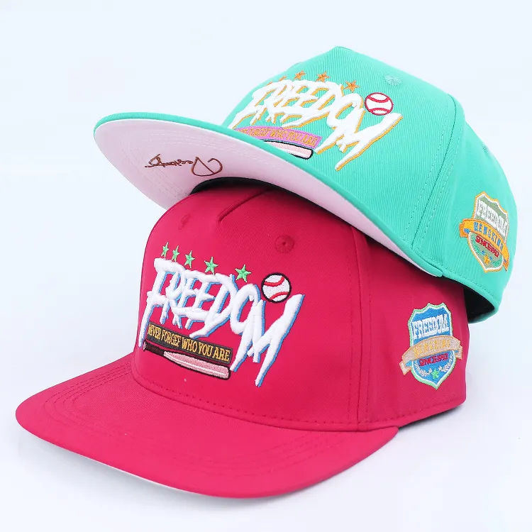 Qianzun produttore gorras semplice cappello snapback ricamato 3d alla rinfusa cappelli piatti con disegno logo personalizzato